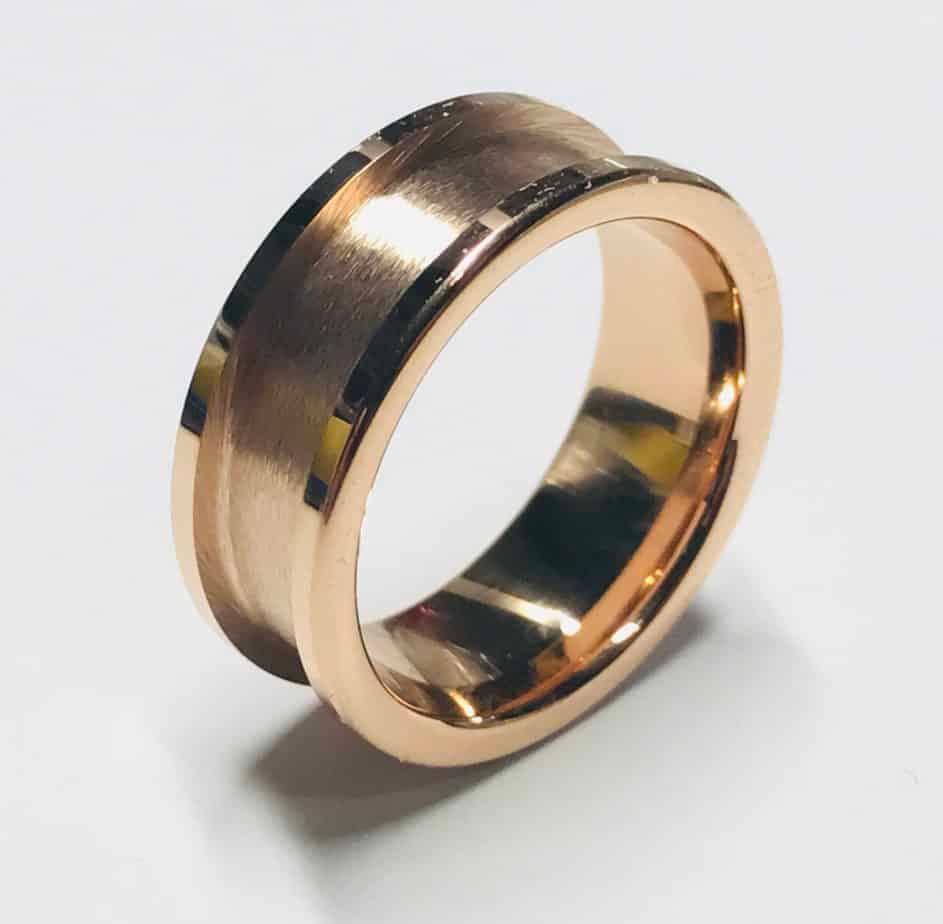 8mm IP Rose Gold Plated Tungsten Carbide Ring Core - Ring Turning Ring making cores, blanks, inlays and tools