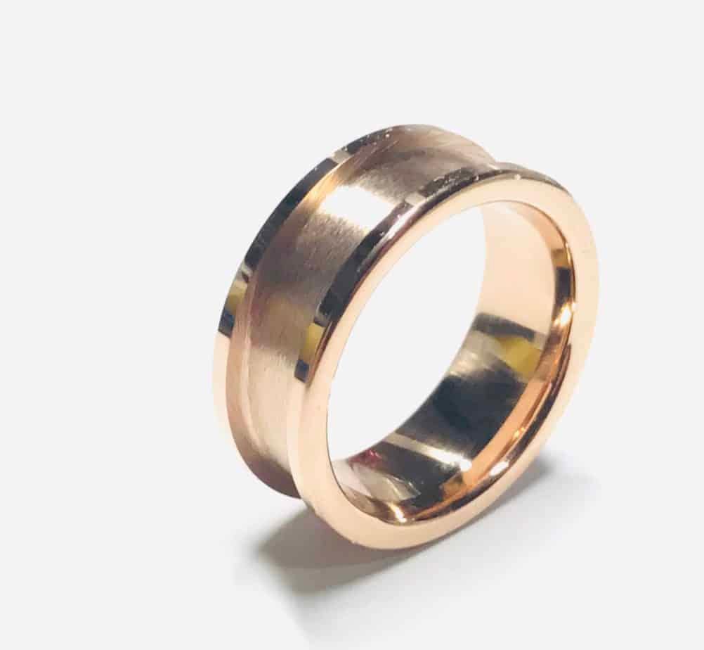 8mm IP Rose Gold Plated Tungsten Carbide Ring Core - Ring Turning Ring making cores, blanks, inlays and tools